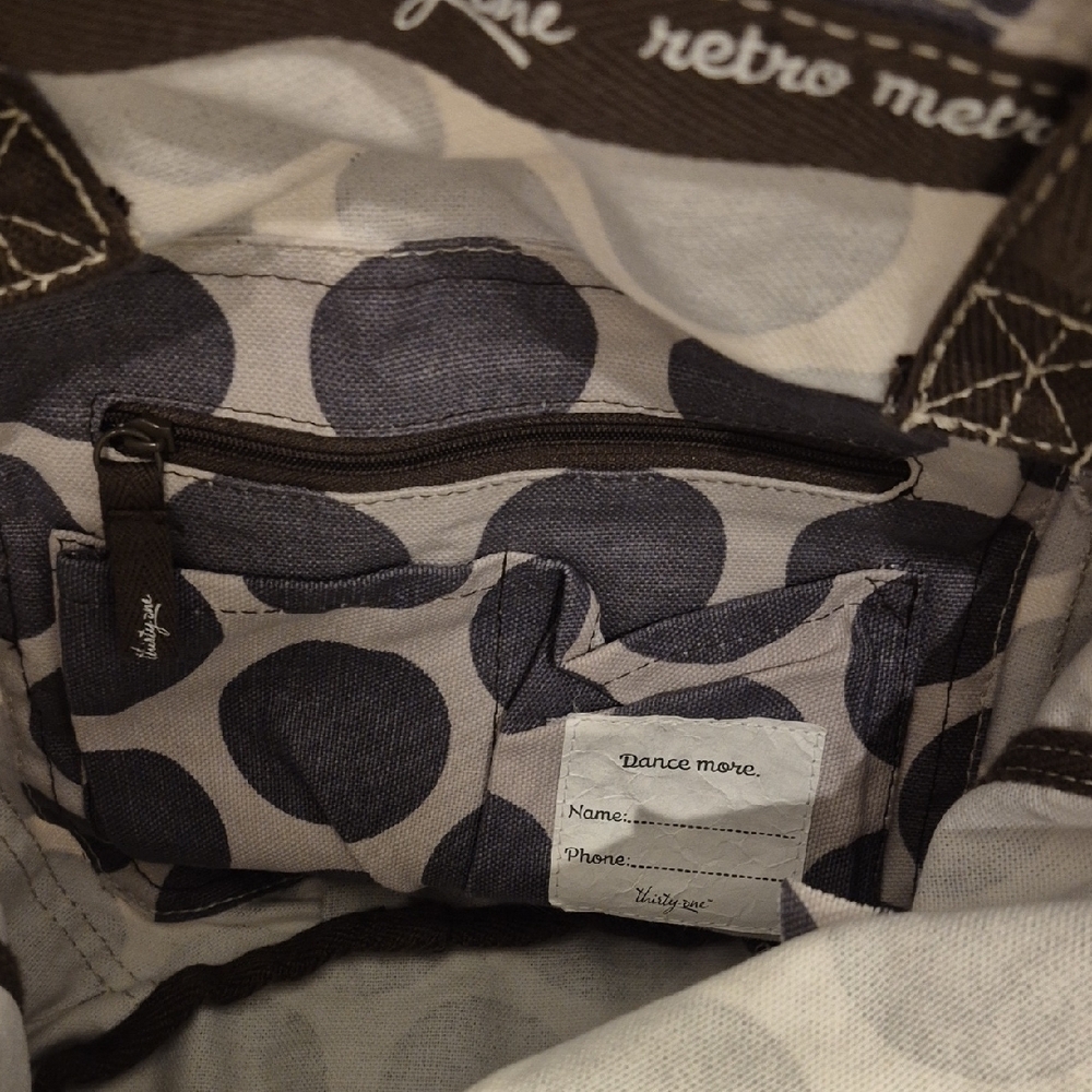 Thirty-One Retro Metro Polka Dot Canvas Tote Bag - Picture 7 of 8